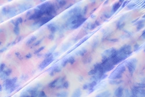 Image of Tie Dye Pajamas for Girls Soft Butterfly Sloth Fall Clothes Big Kids Sleepwear 2-Piece Long Sleeve Set Size 6-16
