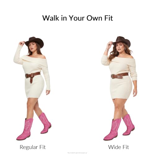 Image of mysoft Cowboy Boots for Women-Mid Calf Chunky Heel Cowgirl Boots