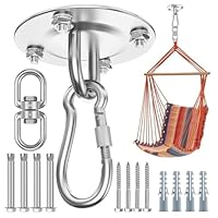 Morzejar Strapazierfähiger Deckenhaken 360° drehbar robuste Haken zum Aufhängen 304 Edelstahl drehbare Hängemattenhaken Schaukelhaken für Decke Holz Veranda Fitnessstudio Yoga Aufhängungshaken