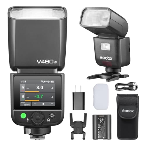 Image of Godox V480C TTL Speedlite Flash for Canon Cameras, GN50, 2.0 inch Touchscreen, HSS 1 /8000s, 2.4G Wireless, USB-C Rechargeable, 650 Full-Power Flashes, Compatible with EOS R5 R6 R7 R10 5D Mark IV 6D II