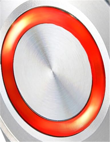 Pulsador metalico de alta gama 22mm 1NO con anillo LED 6V de acero inoxidable duradero