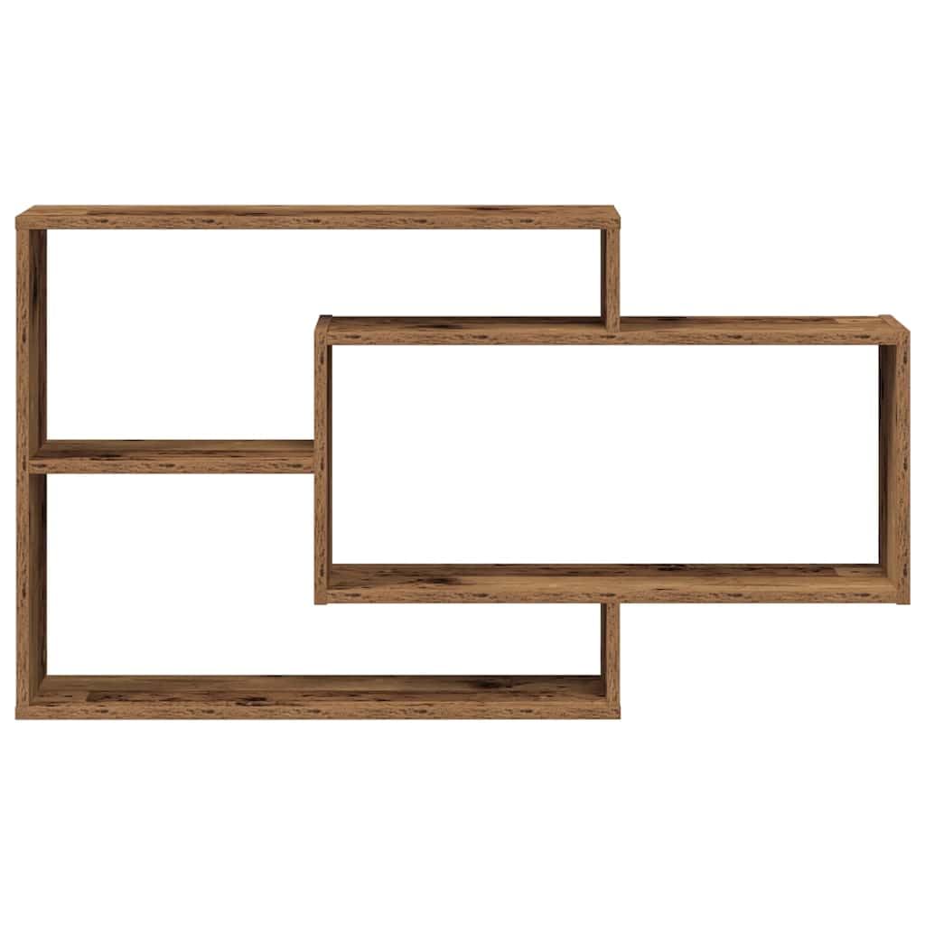 Regał ścienny o wyglądzie starego drewna 104 x 20 x 58,5 cm, materiał drewnopochodny, 3 półki, regał wiszący do salonu, biura, sypialni, regał na książki, uniwersalny