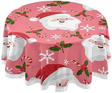 Mnsruu Christmas Tree Round Tablecloths, Circular Table Cover Washable Polyester for Buffet Table, Parties, Holiday Dinner, Multicolored, one size