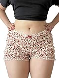 Caractéristiques : le short à volants en dentelle est orné d'un imprimé cerise/couleur unie, taille élastique, mettra en valeur votre taille et rendra vos jambes plus fines et plus longues