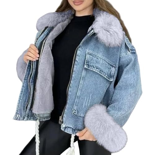Veste polaire pour femme coupe mi-longue et look parka d'hiver originale FNKDOR