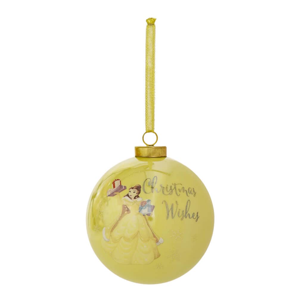 Disney Gifts Princess Christmas Bauble Belle Glass Ornament