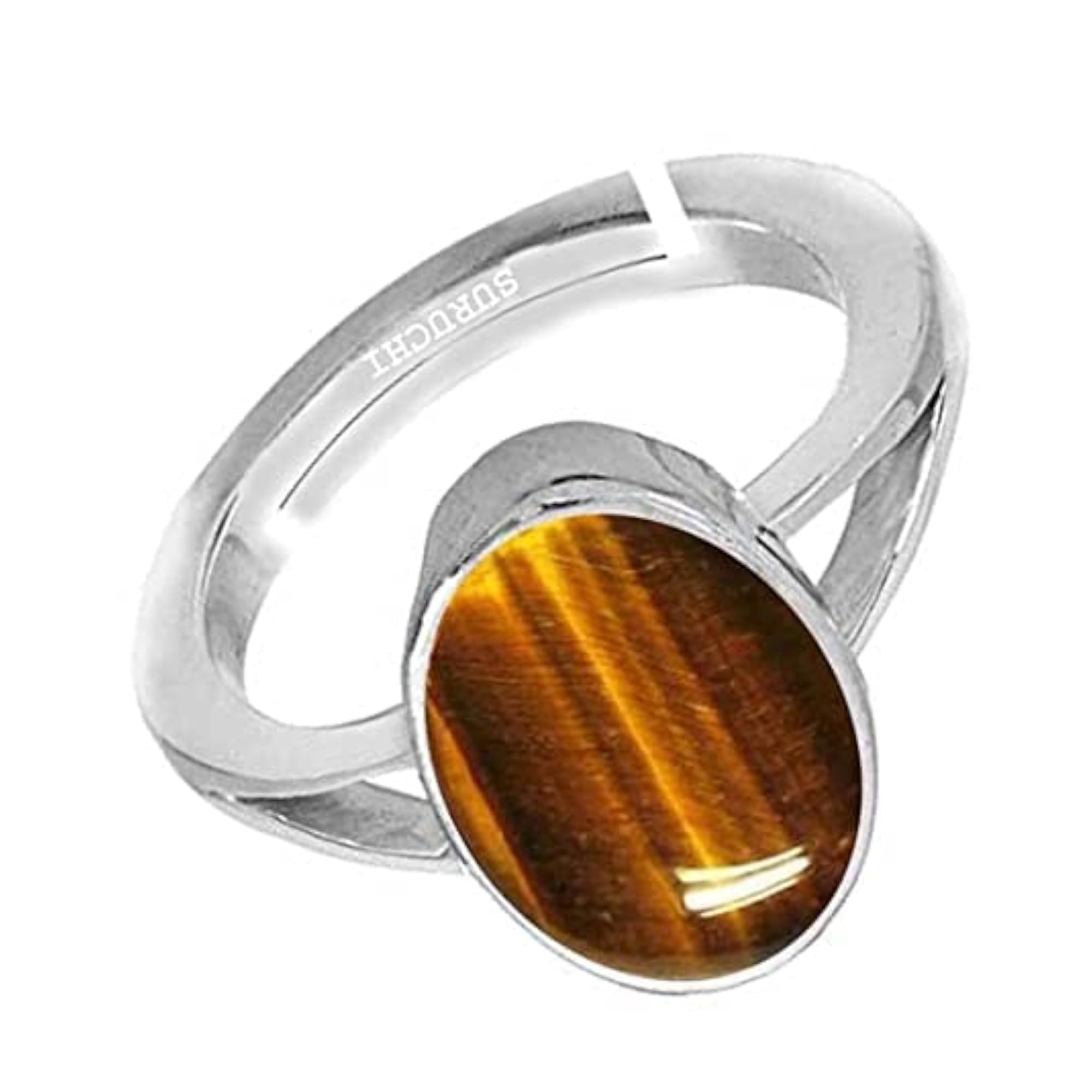 Men's 925 Sterling Silver Adjustable Tiger Eye Gemstone Ring, Astrological Certified