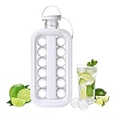 Ice Cube Tray with Lid - No Touch Portable 2 in 1 Ice Ball Maker Kettle with 17 Cube,Silicone Ice Cubes Tray for Freezer,Water Bottle Ice Cube Tray for Cocktail Coffee Whiskey Beer Juice