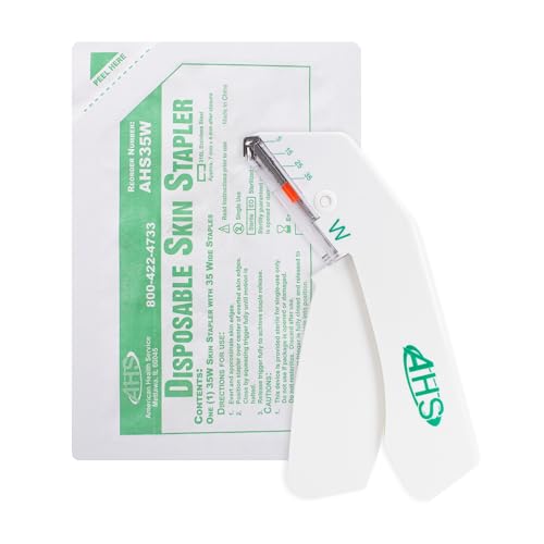 American Health Service - AHS Sterile Skin Stapler, 35 Wide Preloaded Staples, Vet and Medical First Aid Use, for External Use