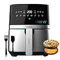 Cecotec Friggitrice ad Aria 5,5L - Air Fryer Cecofry Full Inox 5500 Pro. 1700W, senza Olio, Digitale, Touch, Finiture in Acciaio Inox, PerfectCook, Termostato, 8 Modalità, Accessori in Silicone