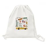 I Love New York Hot Dog Donuts America Texi Mochila com cordão para viagem