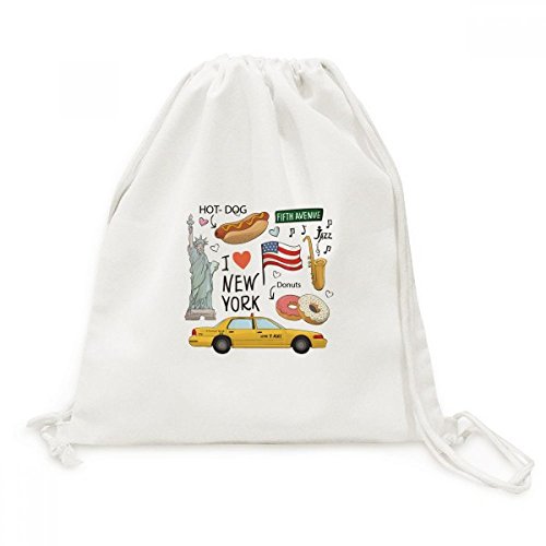 I Love New York Hot Dog Donuts America Texi Mochila com cordão para viagem