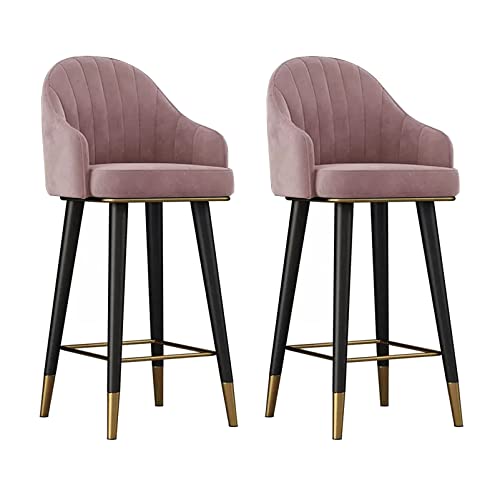 Juego de 2 taburetes de bar giratorios de terciopelo, taburetes de altura de mostrador con respaldos, sillas altas para cocina, hogar, bar, comedor