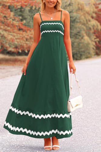 Image of PRETTYGARDEN Women's 2026 Summer Flowy Maxi Dress Casual Sleeveless Spaghetti Strap Ruffle Beach Long Dresses