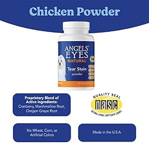 ANGELS' EYES Natural Tear Stain Prevention Chicken Powder for Dogs | All Breeds | No Wheat No Corn | Daily Support for Eye Health | Proprietary Formula |Limited Ingredients | Net Contents 75g ANGELS’ EYES Natural Tear Stain Prevention Chicken Powder for Dogs | All Breeds | No Wheat No Corn | Daily Support for Eye Health | Proprietary Formula |Limited Ingredients | Net Contents 75g