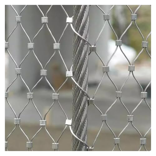 Red de cuerda de acero inoxidable de 4 x 8 m, malla de alambre de jardín para barandillas, valla de metal segura y fácil de cortar, rejilla de 10 cm, ideal para mascotas y plantas