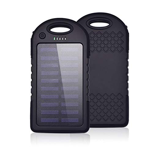 FENGT Mobile Power 10000Mah Portable Solar Charger, External Battery Pack, Outdoor Portable Waterproof Solar Panel Charger Compatible with All Smart Phones,Black
