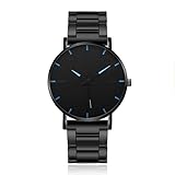 LGT JWLS Orologio da uomo - Movimento al quarzo extra piatto - Tutto nero con accenti blu