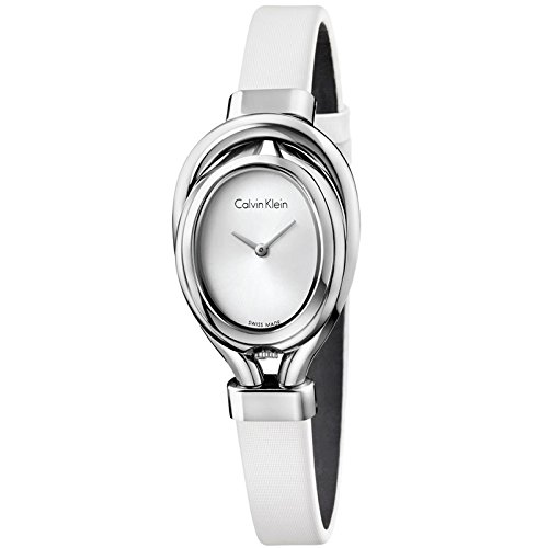 Preisvergleich Produktbild Damen Calvin Klein CK microbelt weiß Satin Armbanduhr k5h231 K6