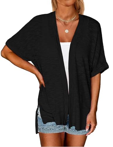 Yekaty Lightweight Cardigans for Women Casual Summer Short Sleeve Cardigan Open Front Beach Coverups 2025