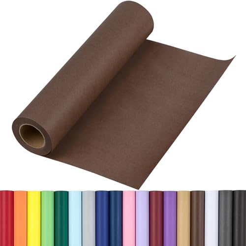 RUSPEPA Chocolate Brown Kraft Wrapping Paper Roll 17.5x 393(32.8) Recyclable Brown Art Gift Wrap Paper for Gift Wrapping Table Covering Kid Craft Supplies Bouquet Flower Bulletin Board 80GSM