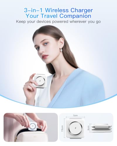 Station de charge pour plusieurs appareils Apple – Station de charge magnétique sans fil pliable 3 en 1 – Tapis de chargement de voyage pour iPhone 17 16 15 14 13 12 Pro Max Plus Watch et Airpods – Image 2