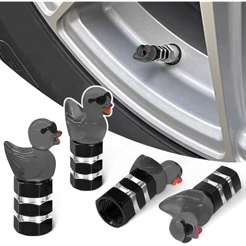 Sosolong Sunglasses Duck Tire Caps 4 Pack,Cute and Funny Black Car Tire Valve Stem Caps,Universal Valve Stem Covers for Cars Trucks Motorcycles SUVs and Bikes. Cover