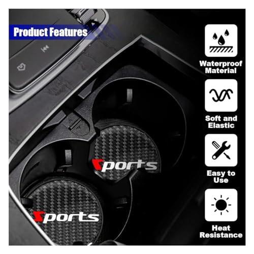Portavasos para carro carbono redondo 2 piezas 2.85 pulg miniatura 3