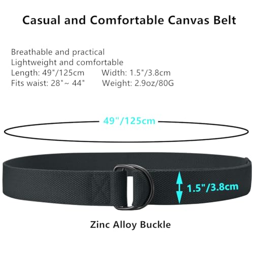 5-Packs Canvas Belt Web Fabric Casual Belt with Zinc Alloy Buckle Double D-ring for Men Women2
