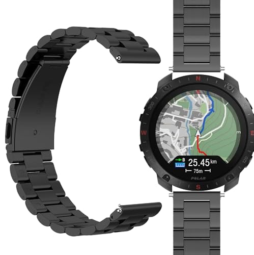 GIOPUEY Correas Compatible con Polar Grit X2 Pro, Acero Inoxidable La Correa [Resistente al Desgaste] Pulsera - Black