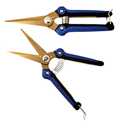 Wedryer Gold-Coated Titanium Blade with Spring-Loaded Comfort Grip Handles - Trimming Scissors (Trimmer) for Flower, Leaf & Grow Room or Gardening