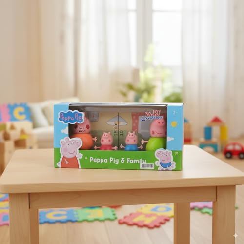 Image of Peppa Pig Family Figurine Set - 4-Piece Playset with Peppa, George, Mummy & Daddy Pig | Ideal Pretend Play Toy for Kids Ages 3+ | Perfect Birthday & Party Gift