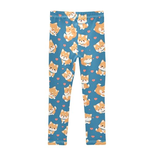 Funny Corgi Girls' Leggings Toddler Doodles Heart Kids Yoga Pants Dance Active Tights 4T2