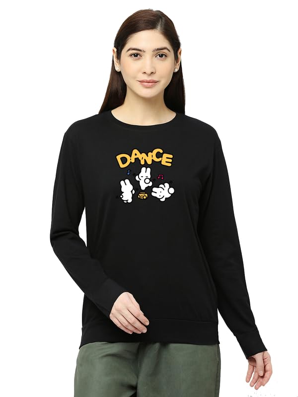 status apparels Cotton Printed Tshirt for Women | Round Neck Full Sleeve Regular Fit Dance Bunny-picture-46