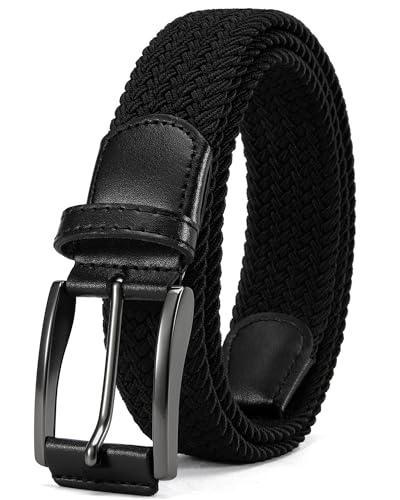 Image of Chaoren Leather Ratchet Belt 2 Pack Dress with Click Sliding Buckle 1 3 /8 inch in Gift Set Box - Adjustable Trim to Fit