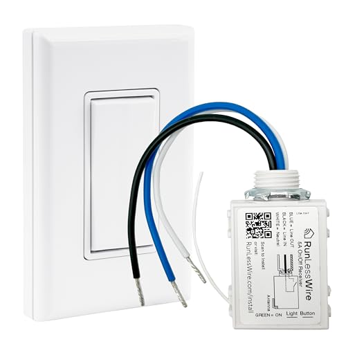 Image of RunLessWire Single Pole Wireless Light Switch Kit, White