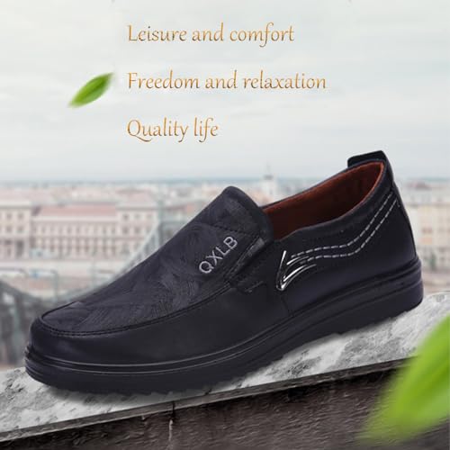 Men's Comfortable Slip-on Casual Loafers Fashion Lightweight Leather Dress Shoes Outdoor Anti-Slip Round Toe Driving Walking Flat Orthopedic Shoes4