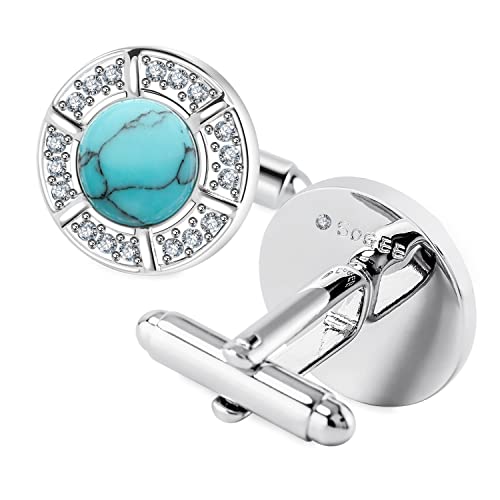 Sogee Light Blue Turquoise Cufflinks For Men Elegant Handmade Stone Mens Cuff Links For Wedding Party Unique Gift #TOP1