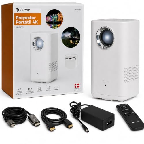 Denver Mini Proyector Portátil con Batería, Bluetooth, 150 ANSI