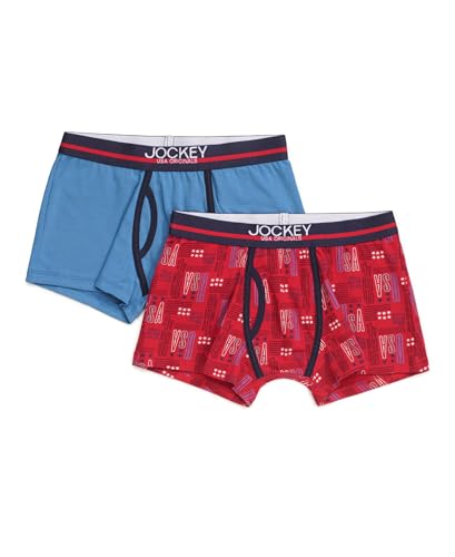 Image of Jockey UB03 Boys Super Combed Cotton Elastane Printed Trunk (Pack of 2)
