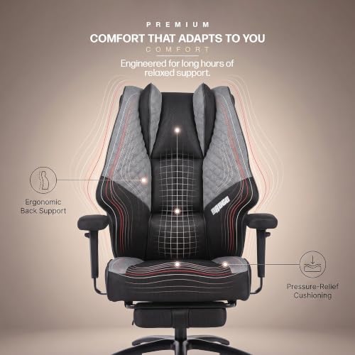 Image of DROGO Majestic Ergonomic Office Chair for Work & Home 400LBS | Big and Tall Boss Chair for Office with High Cushion, Lumbar Support, Padded Armrest, 135 Recline & Footrest,1 Yr Warranty (Black&Grey)