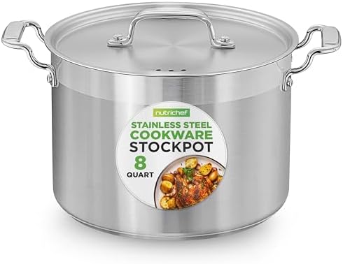 NutriChef Cooking Pot – Saucepan- 8 L Heavy Stainless Steel Soup ...