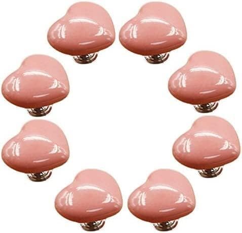 Cupboard Handles 8pcs 50mm Red Lovely Heart Shape Ceramic Door Knob/Handles/Pulls for Cupboard/Cabinet/Bathroom/Drawer Great Furniture Ornaments Nursery/Baby Room 4 Colors Available