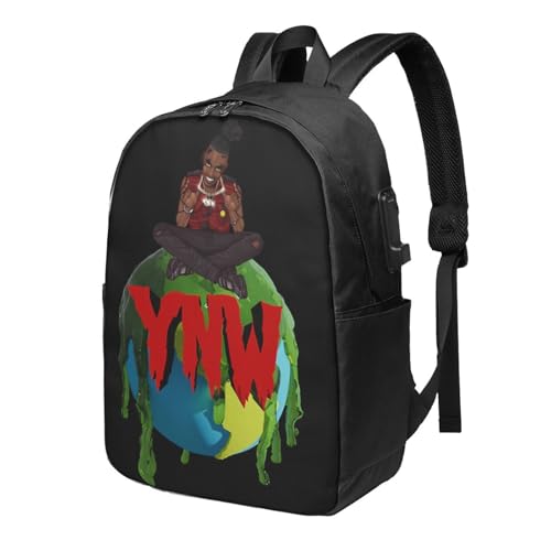 YNW Rapper Melly Laptop Backpack, Travel Computer Bag with USB Charging Port, Work Business Backpacks