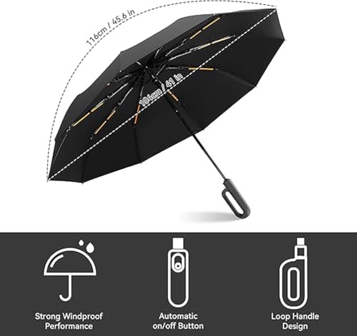 Image of ESPERO Umbrella, Umbrella For Rain Big Size, Automatic Open Windproof & UV Protection Anti-Slip Handle Lightweight 95% UV Block for Men, Women for Rain & Sun Coverage