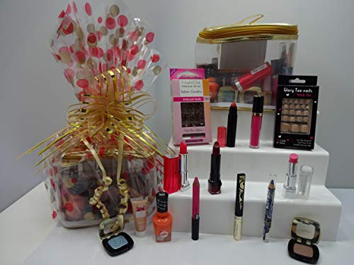 Juego de maquillaje, cesta de regalo de belleza, pintalabios, brillo de labios,...
