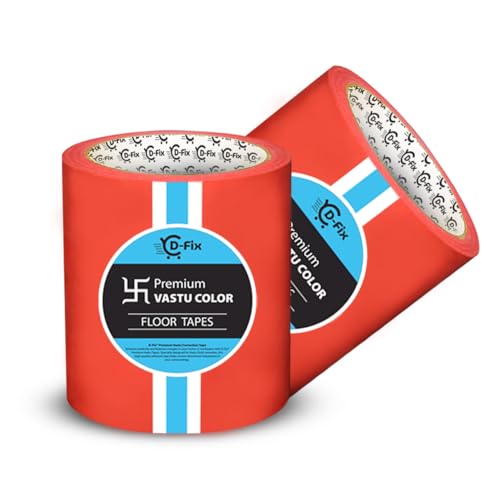 Image of D-fix Vastu Color Floor Tapes | 4 Inch Wide, 25M Each | Red | Vastu Dosh Remedy, Vastu Correction for WC, Toilet, Entrance, Home & Office (1 Rolls Pack)