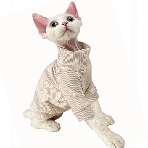 IUOUTG スフィンクス猫用セーター、無毛猫用の暖かいコットン製ペット用タートルネックシャツ、柔らかく通気性の良い冬用ペット用パジャマウェア 秋と冬用