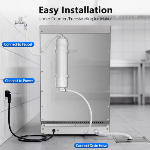 Image of 80lbs Commercial Ice Machine, 18lbs Storage for Bar and Kitchen | 13 thickness levels, 10-min auto self-clean, 24H timer, LED panel, and quick water hookup - effortless daily use.
