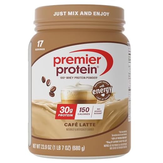 Premier Protein Powder, Cafe Latte , 30g Protein, 1g Sugar, 100% Whey Protein, Keto Friendly, No Soy Ingredients, Gluten Free, 17 servings, 23.9 Ounce (Pack of 1)